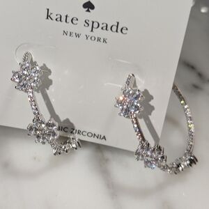 NWT Kate Spade Silver Gleaming Gardenia Hoops